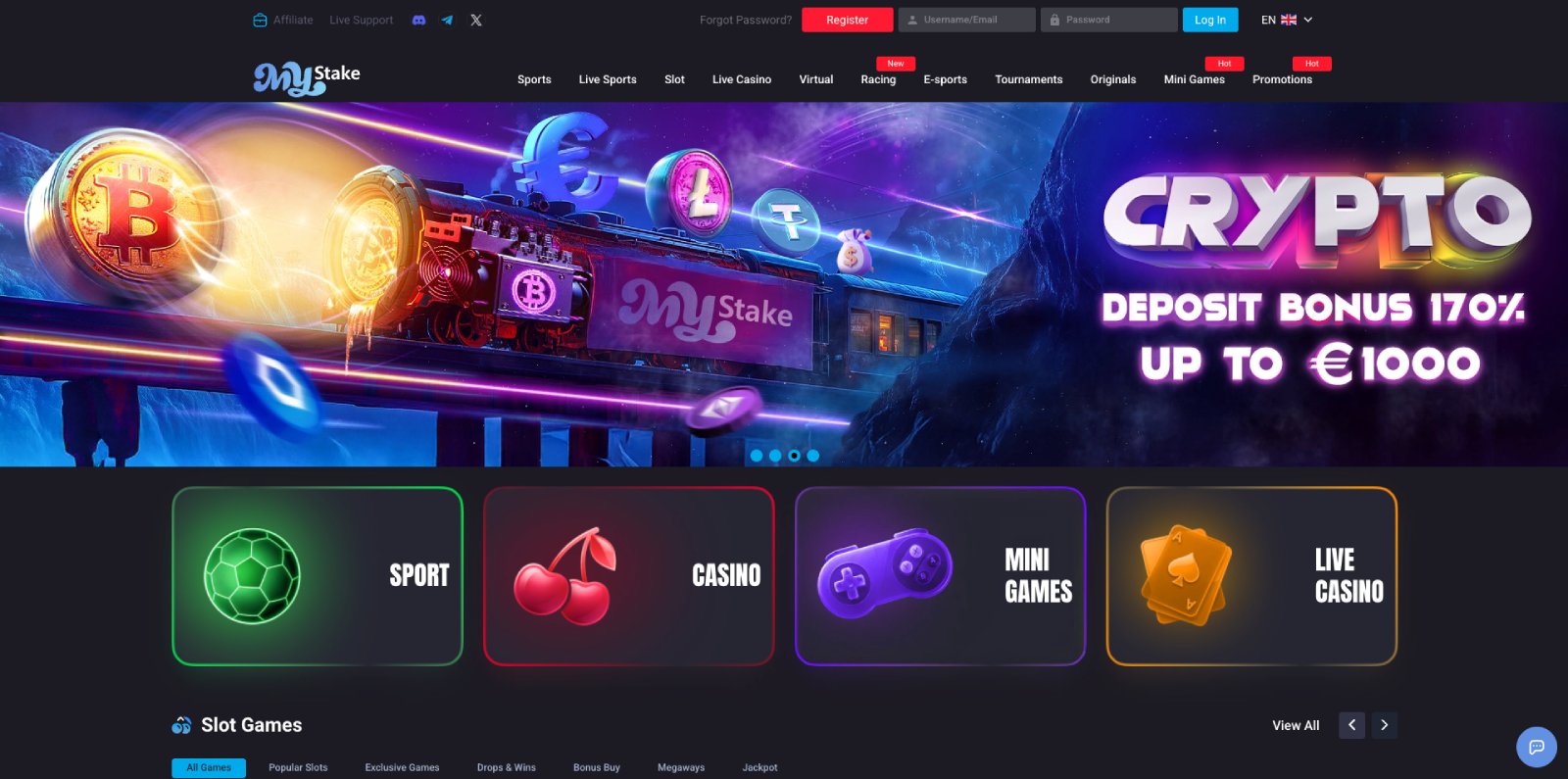MyStake lobby, screenshot