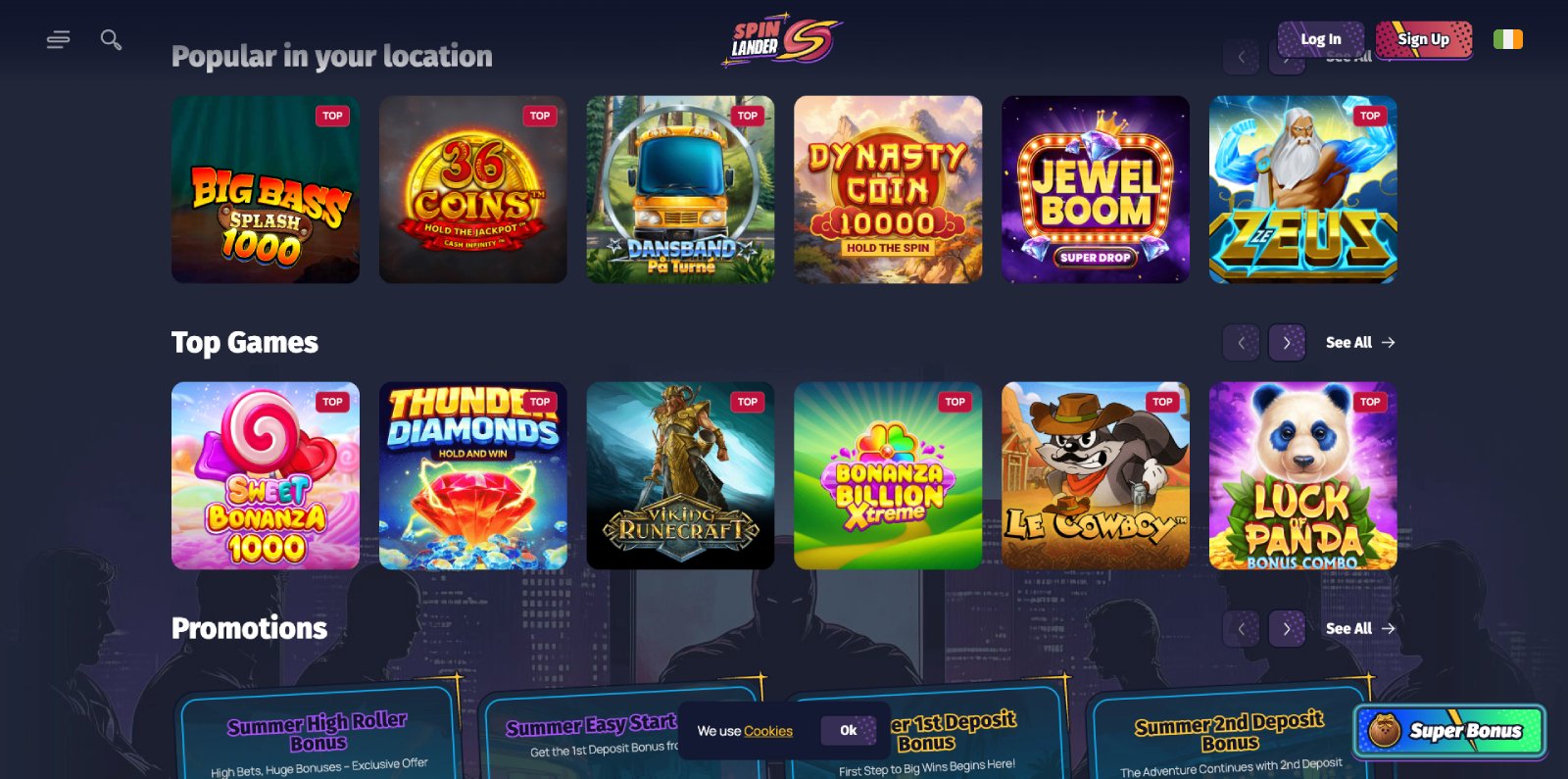 SpinLander lobby, screenshot
