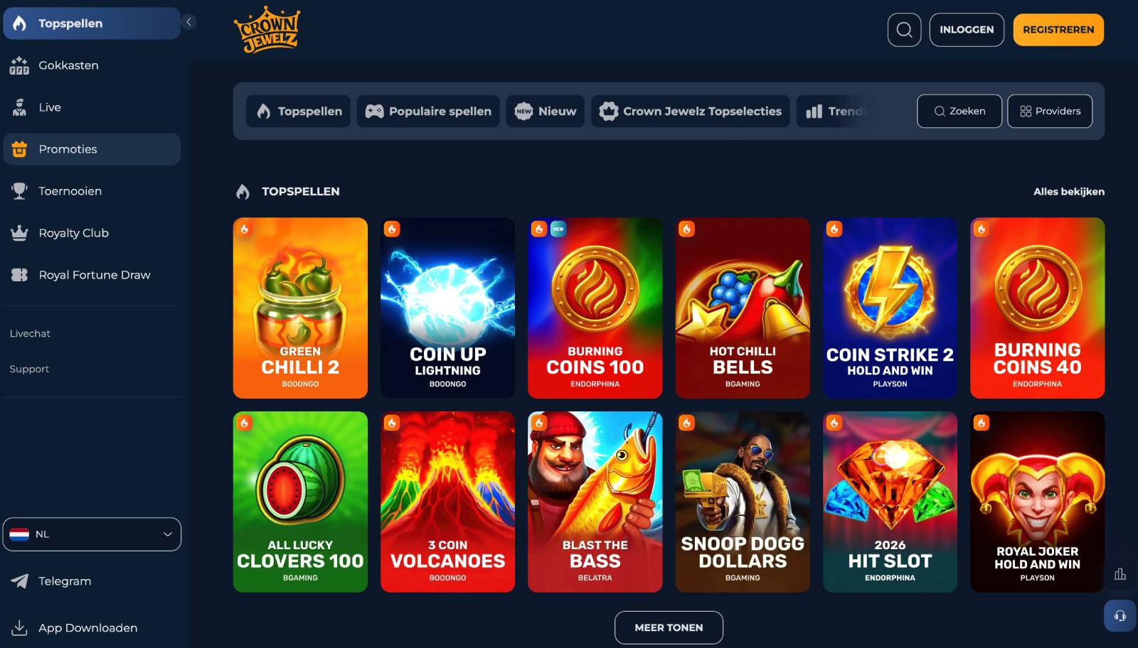 CrownJewelz lobby, screenshot