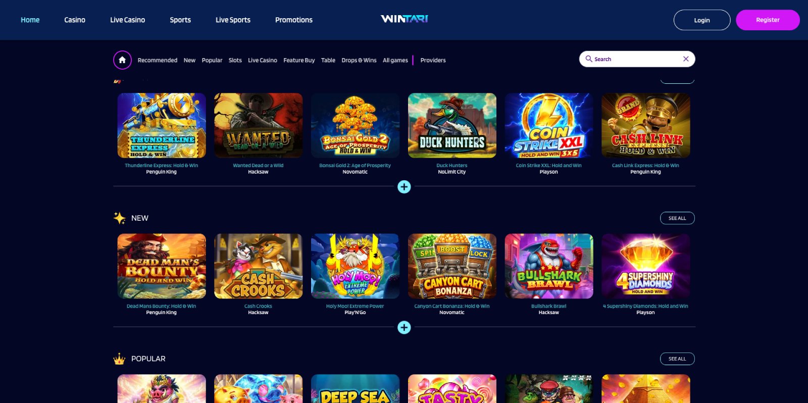 Wintari lobby, screenshot