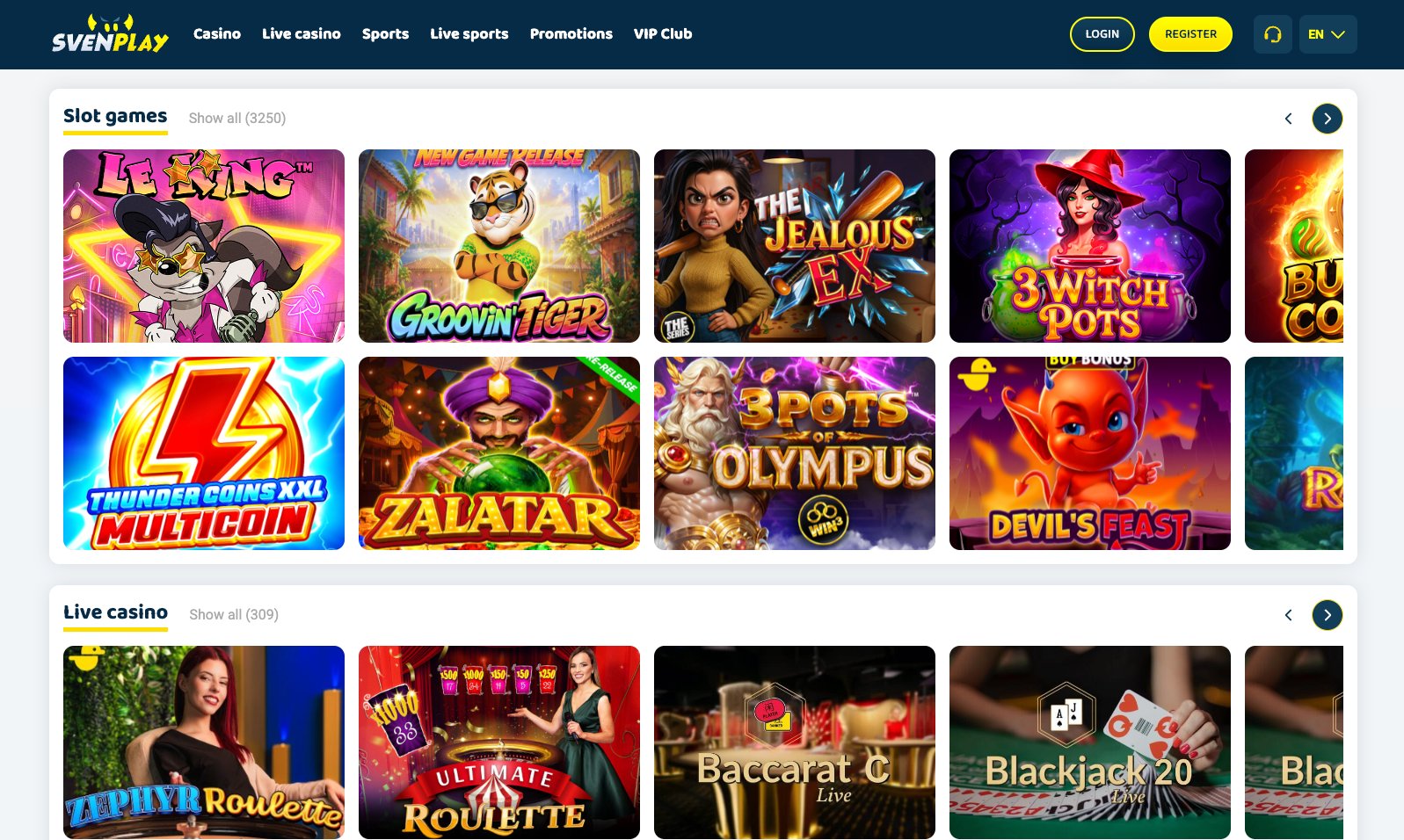 SvenPlay lobby, screenshot