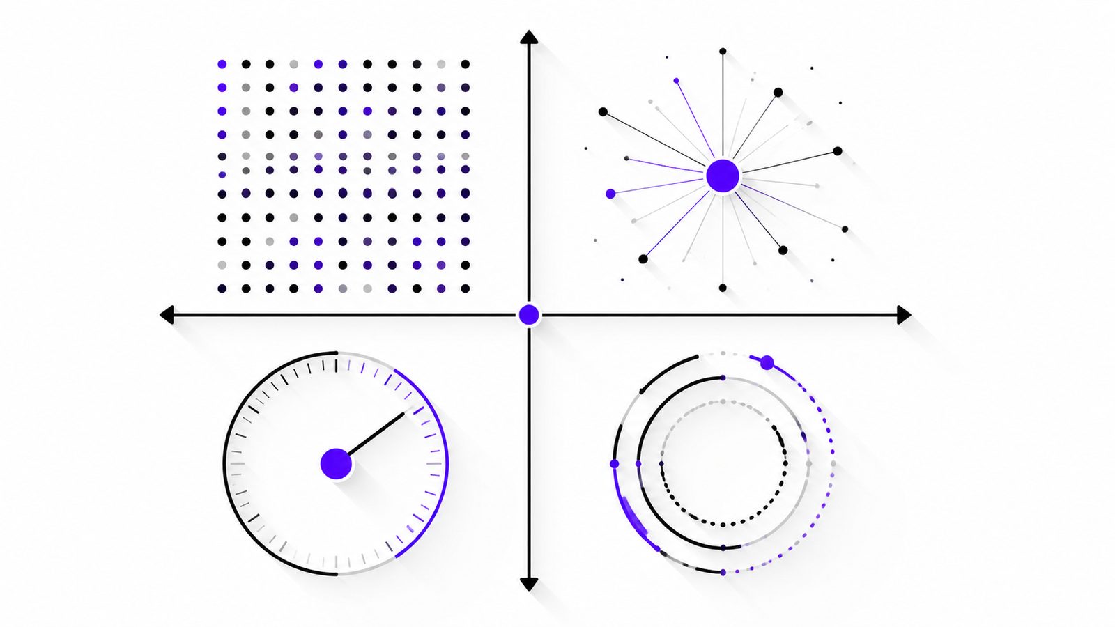 A grid showing RTP and volatility as two independent axes with games in every quadrant