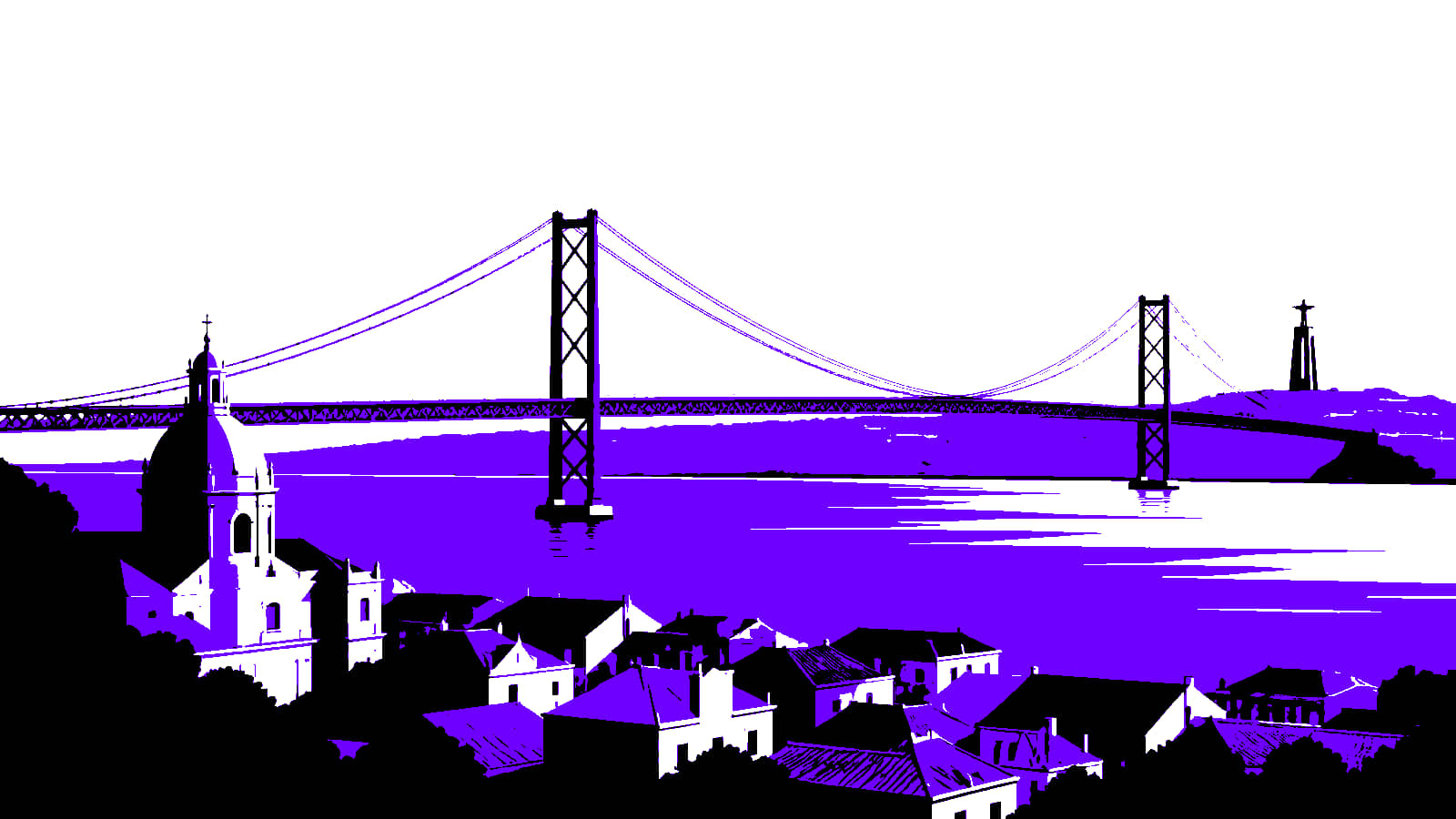 Vista geometrica de Lisboa com o Tejo e a ponte 25 de Abril
