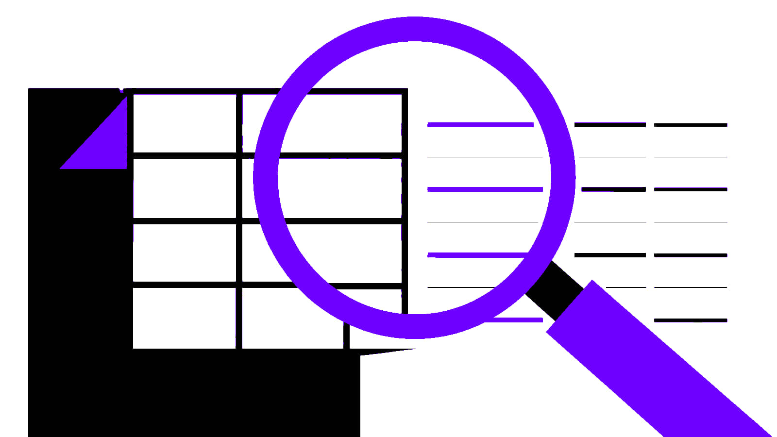 Magnifier over an abstract licence register grid