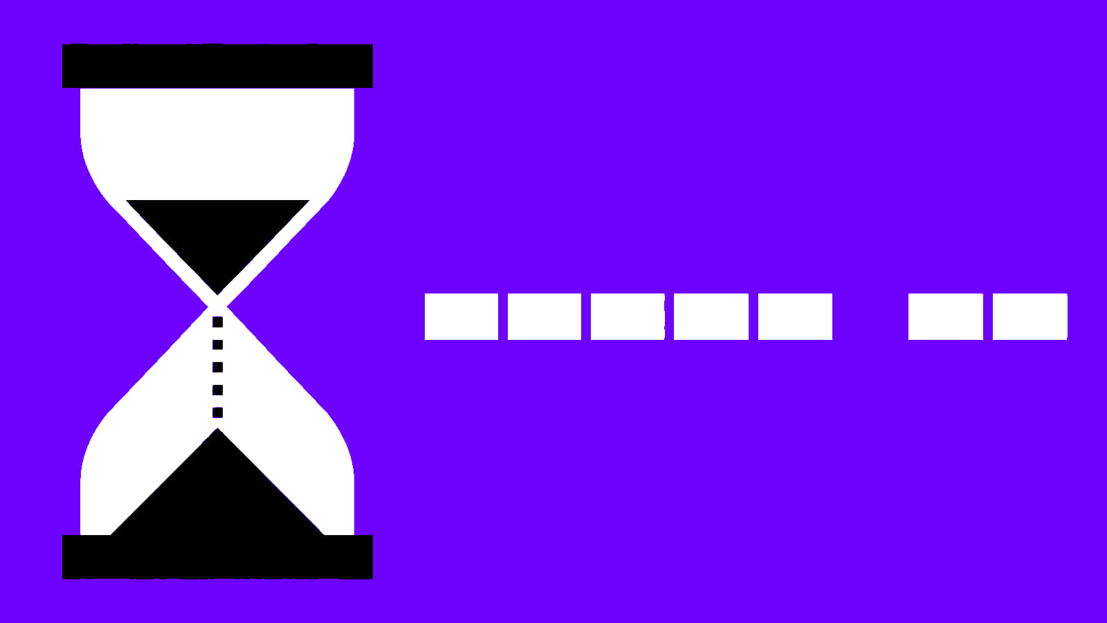 Hourglass beside a stalled segmented progress bar