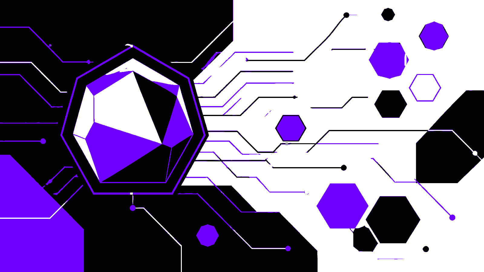 Abstract blockchain circuitry and hexagonal token