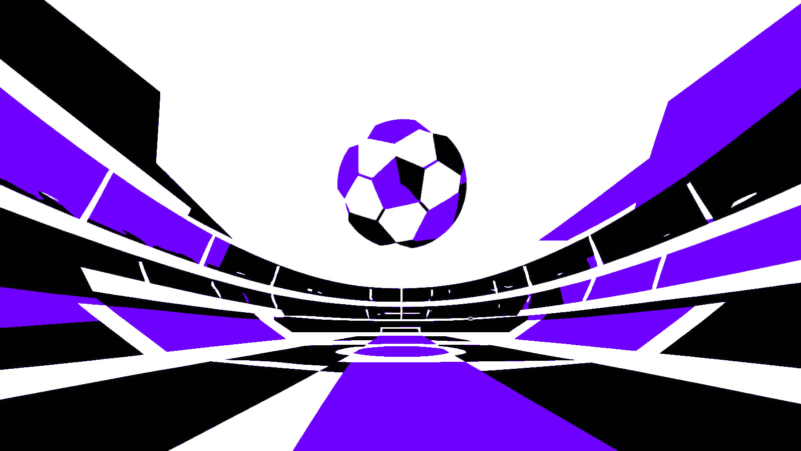 Stade vide et ballon stylise dans une composition geometrique
