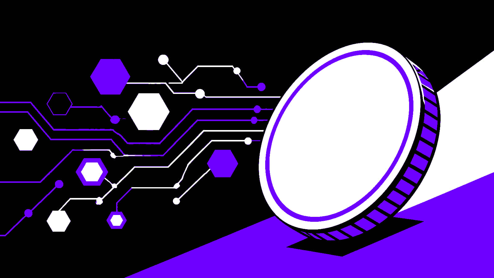 Abstract blockchain circuitry surrounding a blank token