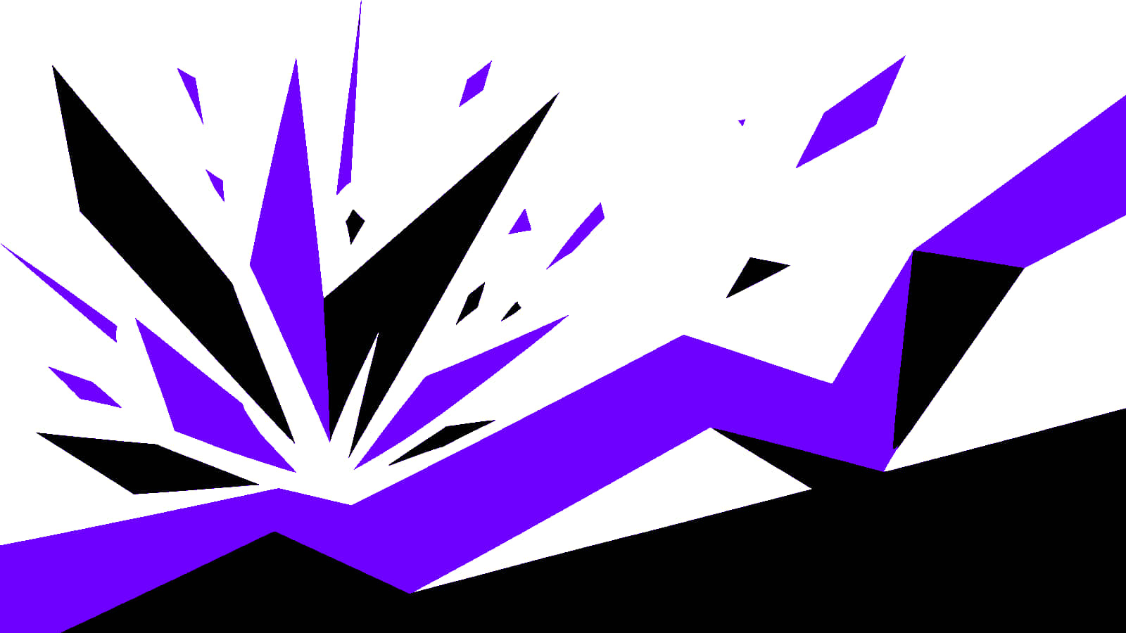 Angular launch ribbon and a sharp geometric spark
