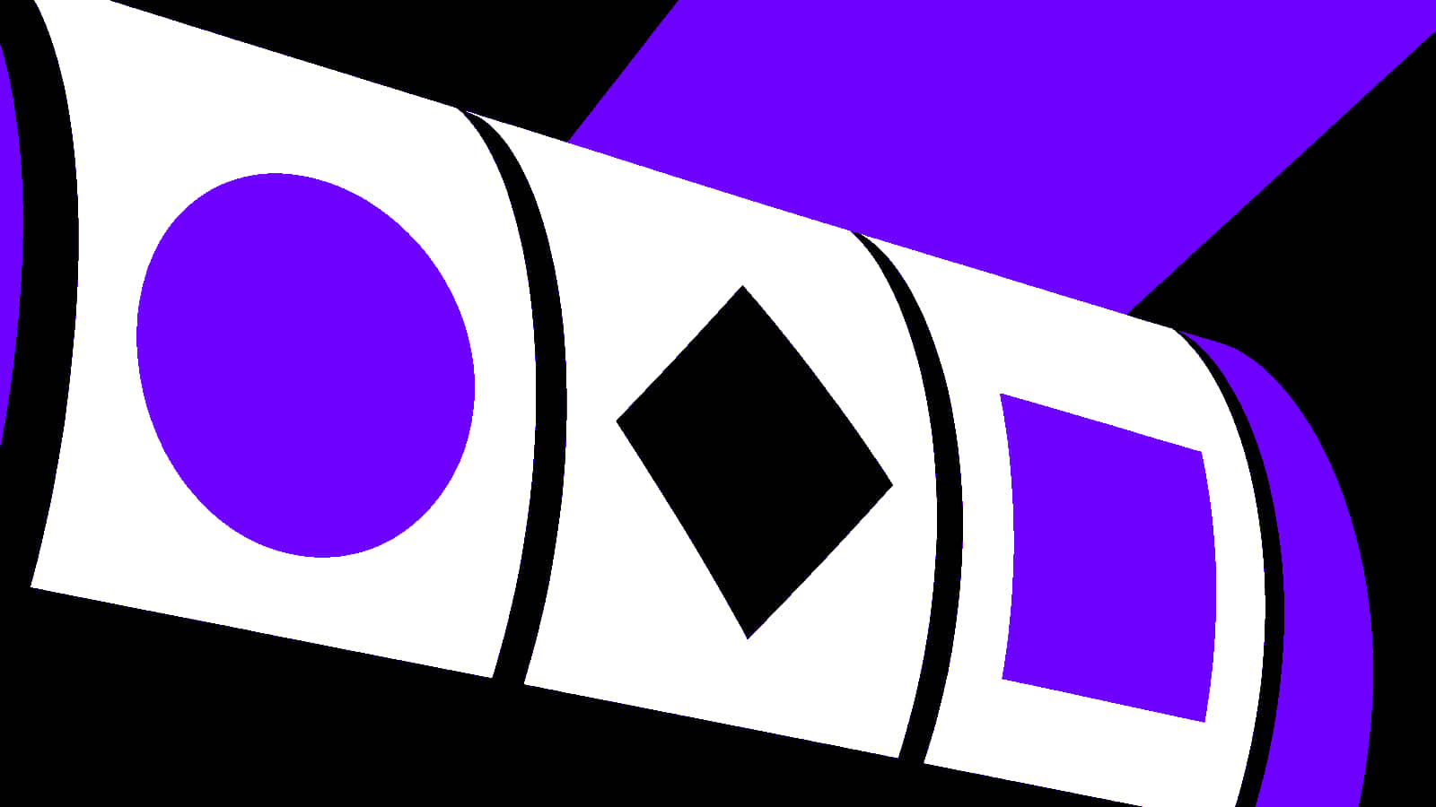 Close view of an abstract slot reel with geometric symbols